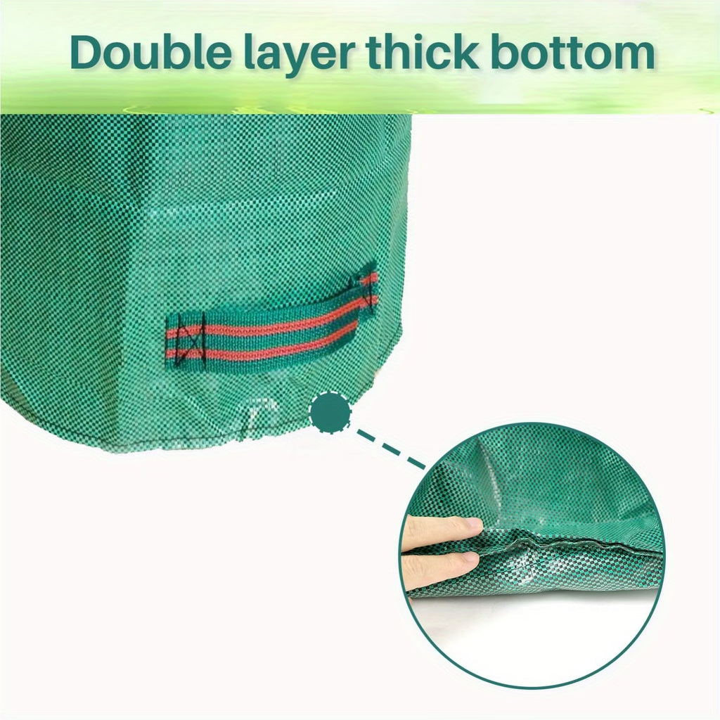 Large Garden Waste Bags with Zipper Leaf Waste Sacks with Handles Foldable and Reusable Green - 300 L