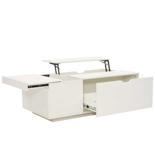 Lift Top Coffee Table with Storage Drawer – Modern Wooden Coffee Table for Living Room, White Coffee Table with Hidden Compartment