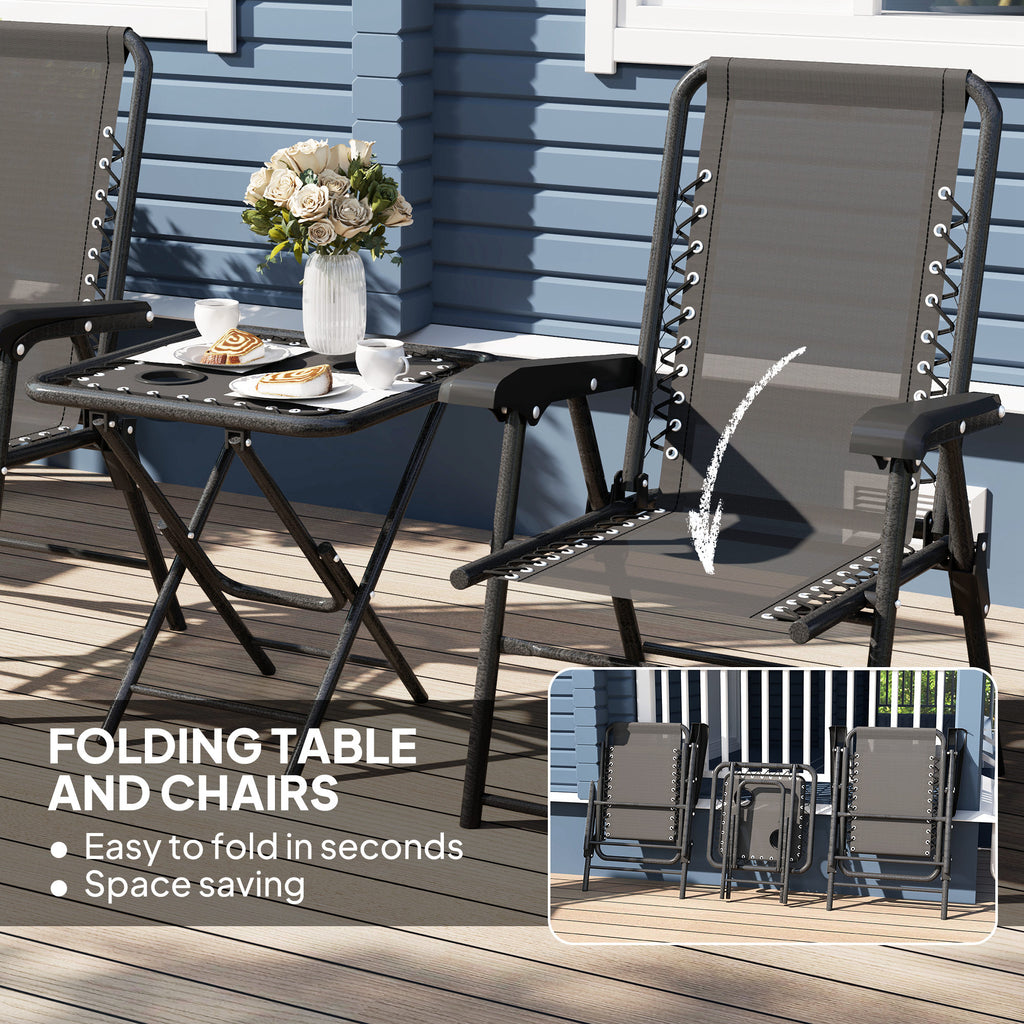 3-Piece Garden Table & Chair Set – Black Outdoor Furniture