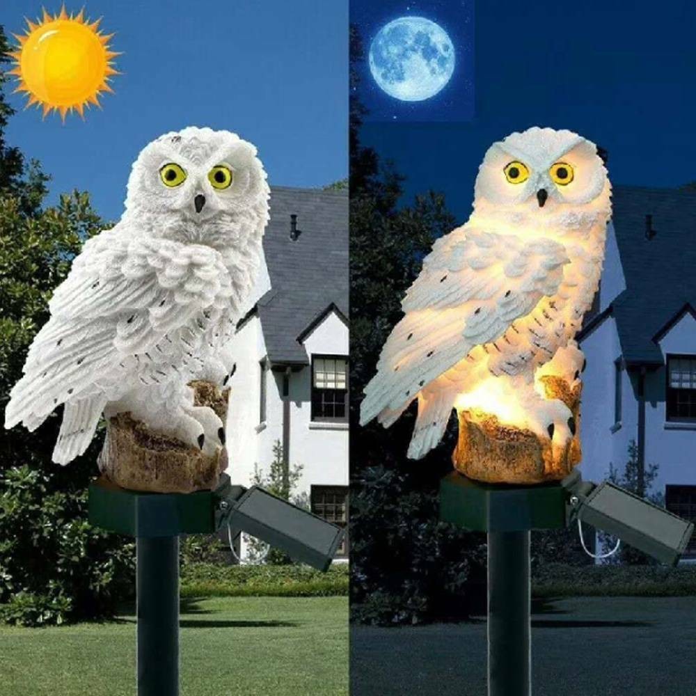 Solar Owl Garden Light Waterproof LED Outdoor Lamp for Pathway & Patio