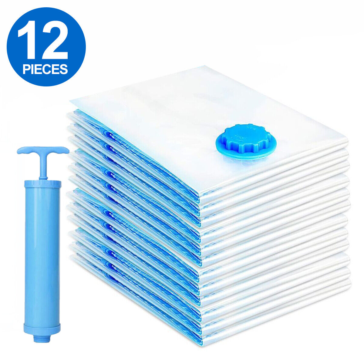 12-Pack Vacuum Storage Bags – Space Saver Organizer for Clothes & Bedding