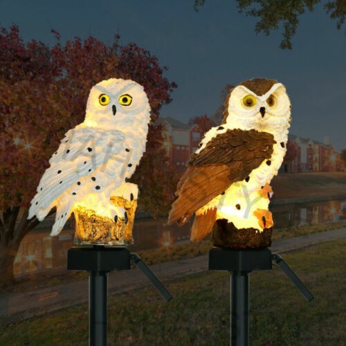 Solar Owl Garden Light Waterproof LED Outdoor Lamp for Pathway & Patio