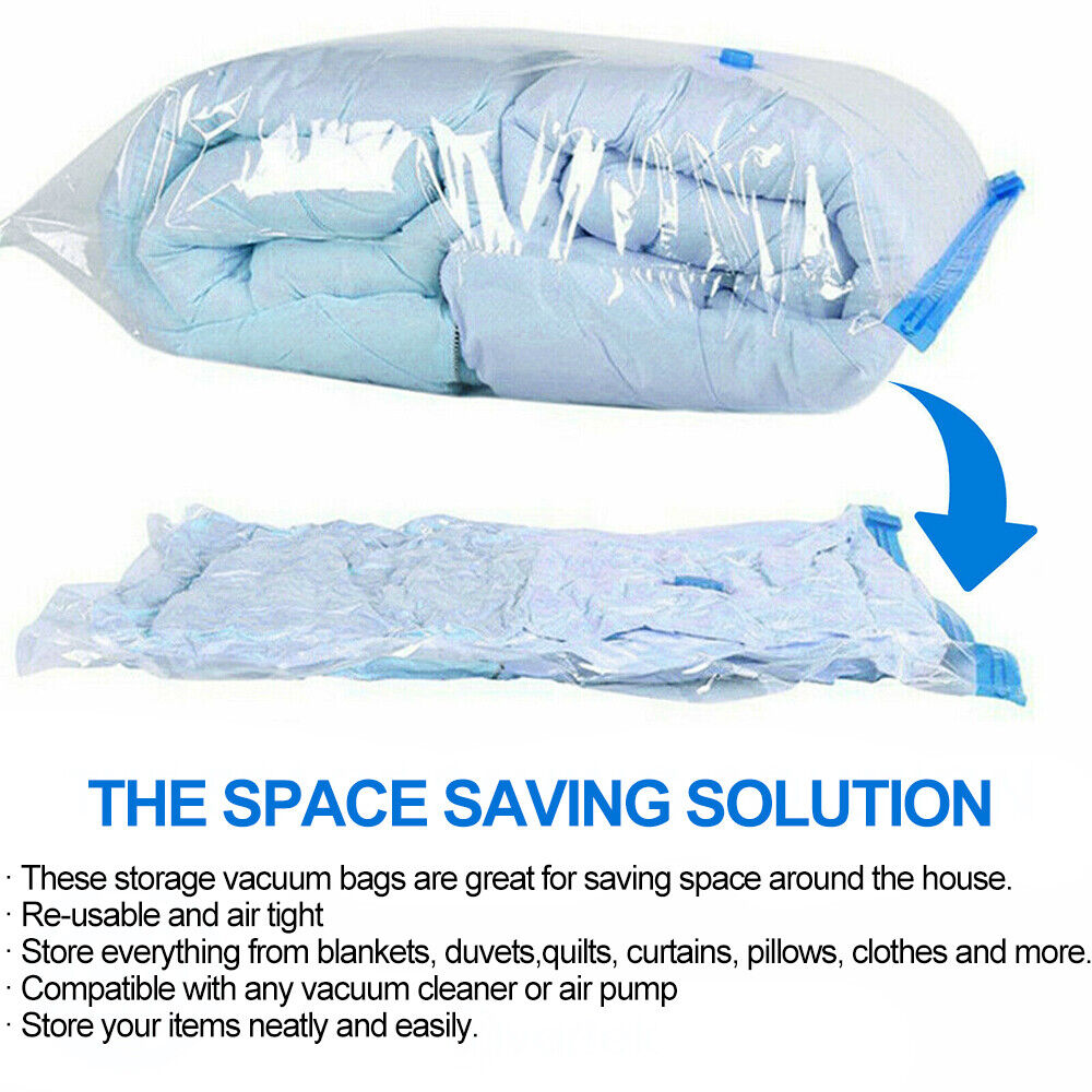 12-Pack Vacuum Storage Bags – Space Saver Organizer for Clothes & Bedding