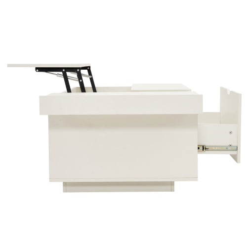 Lift Top Coffee Table with Storage Drawer – Modern Wooden Coffee Table for Living Room, White Coffee Table with Hidden Compartment