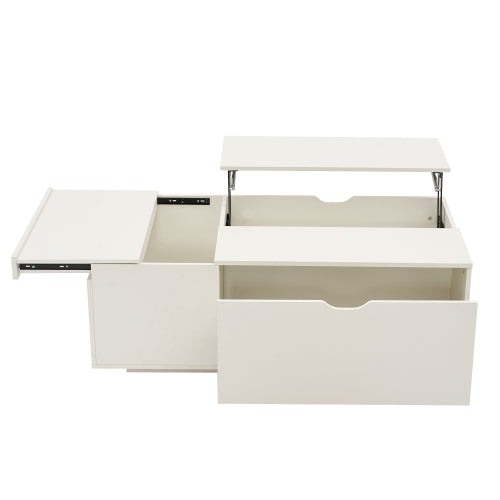 Lift Top Coffee Table with Storage Drawer – Modern Wooden Coffee Table for Living Room, White Coffee Table with Hidden Compartment