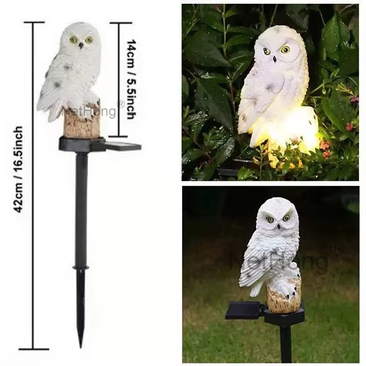 Solar Owl Garden Light Waterproof LED Outdoor Lamp for Pathway & Patio