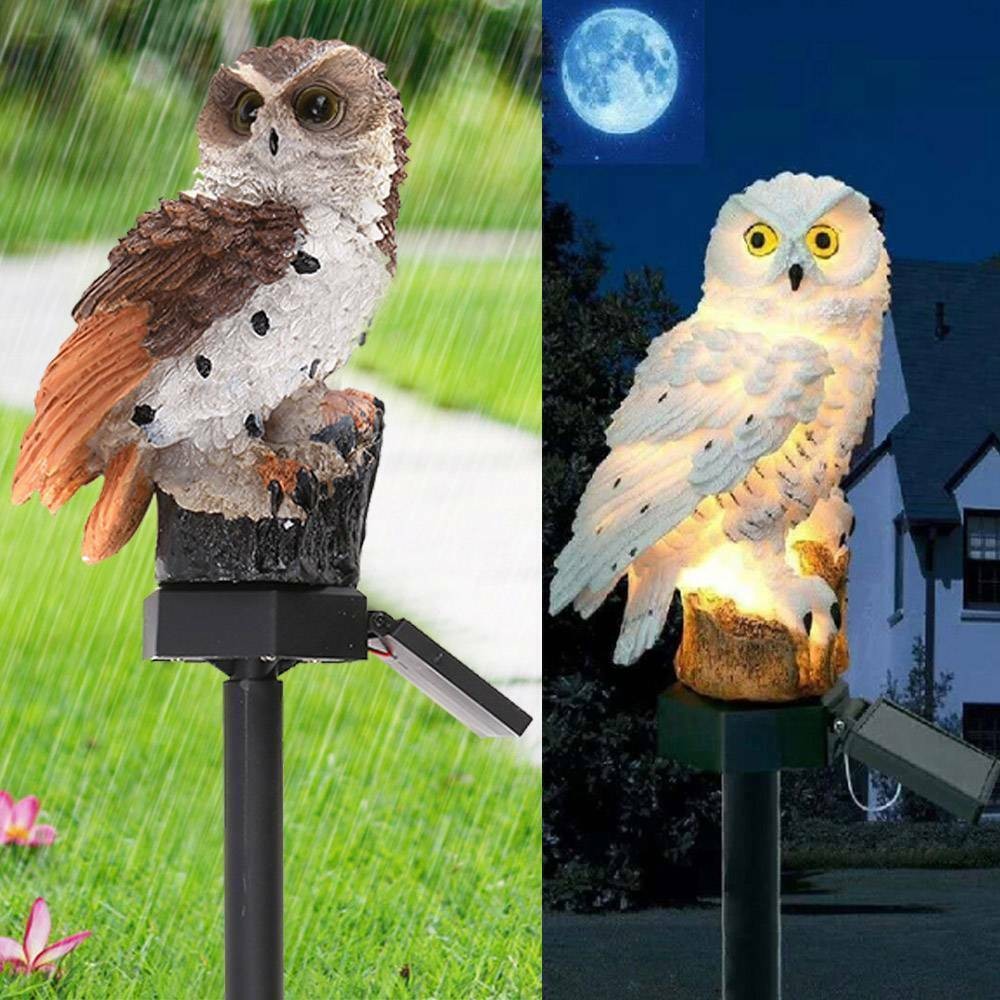 Solar Owl Garden Light Waterproof LED Outdoor Lamp for Pathway & Patio