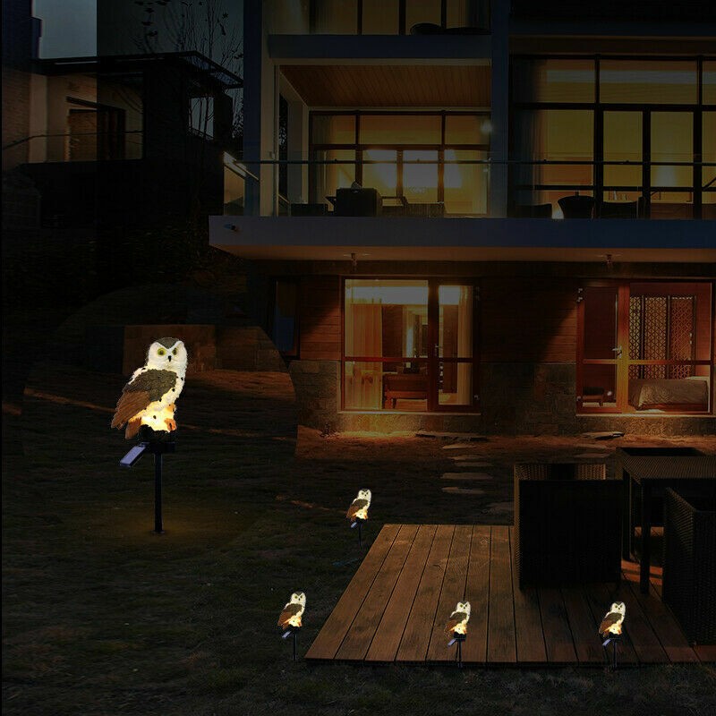 Solar Owl Garden Light Waterproof LED Outdoor Lamp for Pathway & Patio