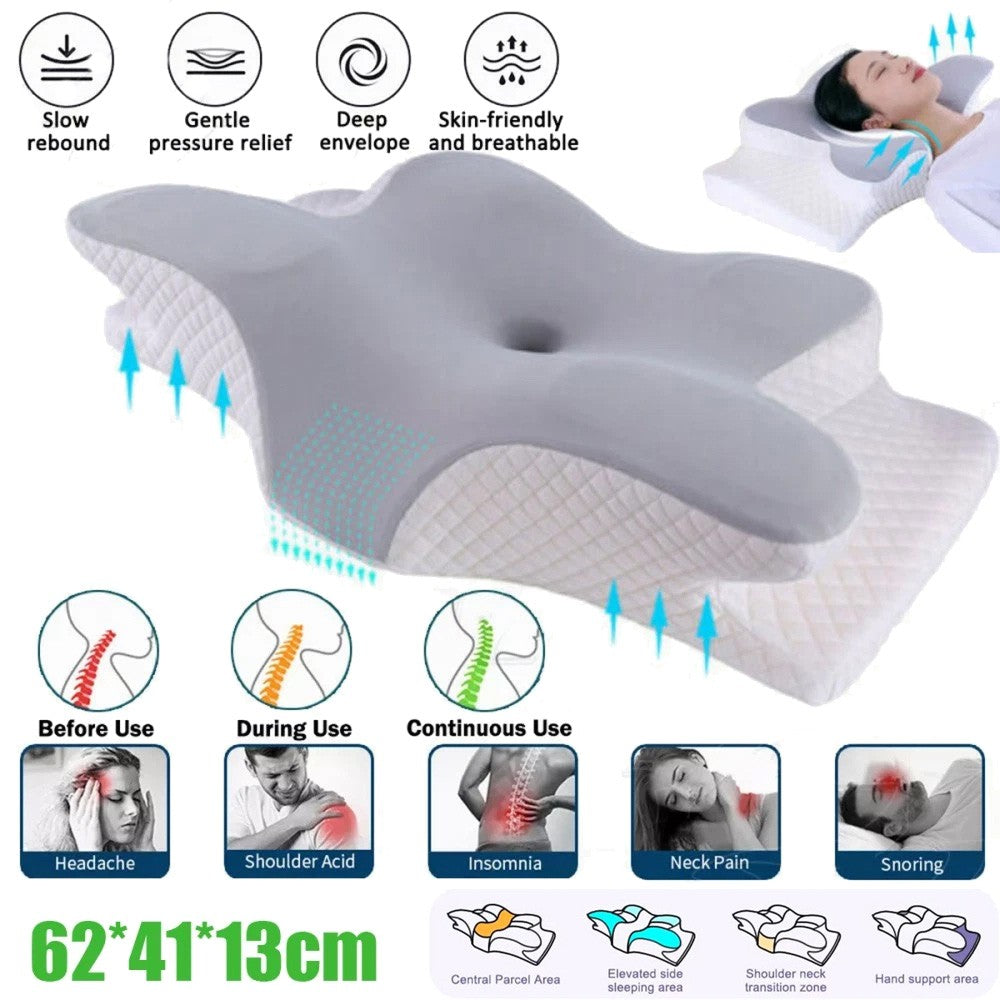 Orthopedic Memory Foam Neck Pillow – Cervical Support & Anti-Snore Design