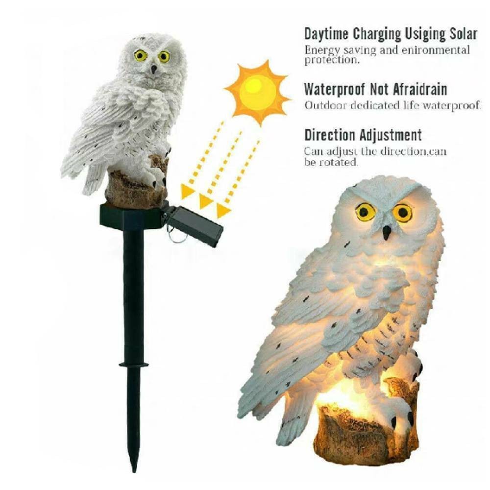 Solar Owl Garden Light Waterproof LED Outdoor Lamp for Pathway & Patio