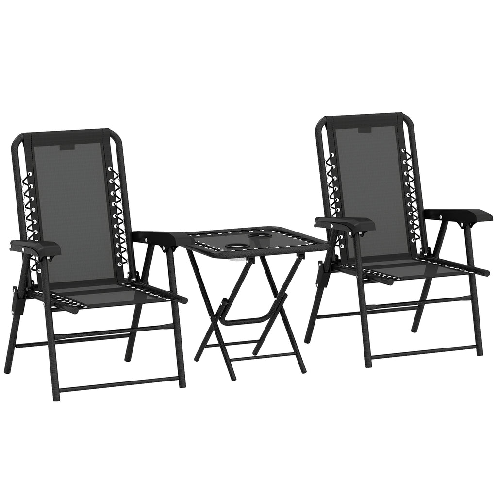 3-Piece Garden Table & Chair Set – Black Outdoor Furniture
