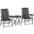 3-Piece Garden Table & Chair Set – Black Outdoor Furniture