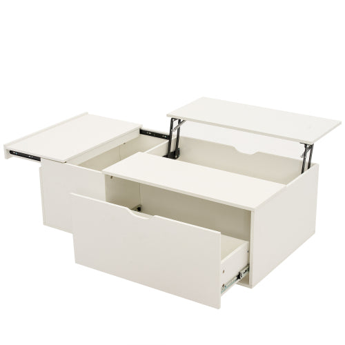 Lift Top Coffee Table with Storage Drawer – Modern Wooden Coffee Table for Living Room, White Coffee Table with Hidden Compartment